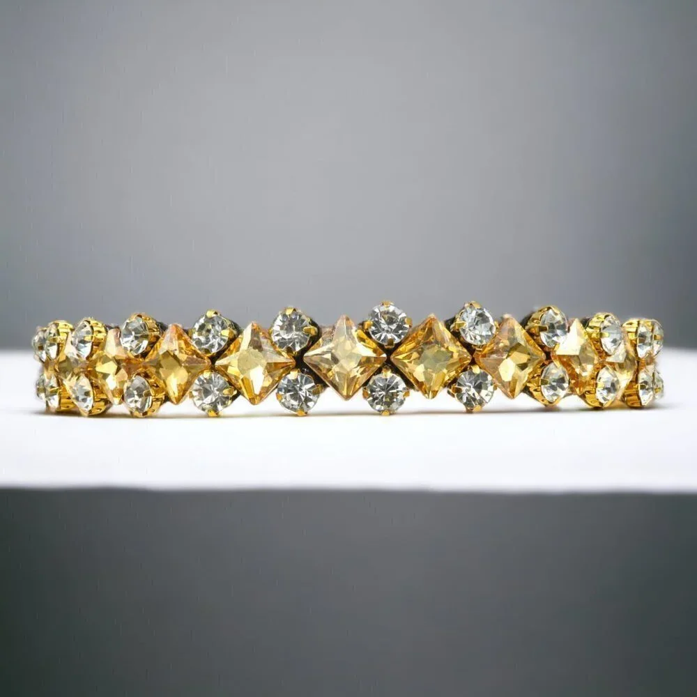 Gold Rhinestone Statement Headband | Velvet Lined